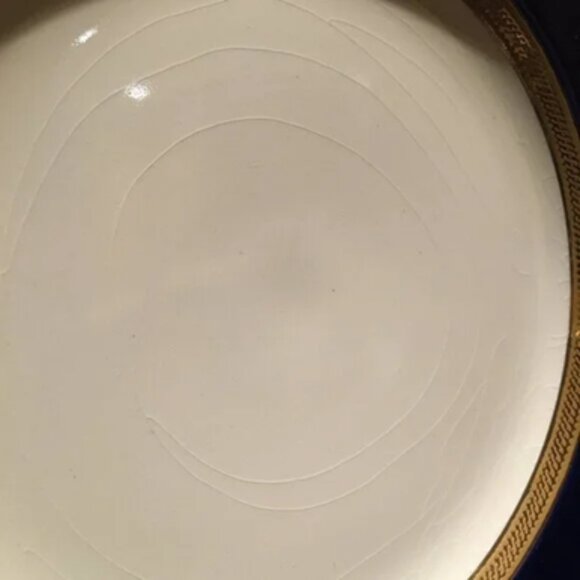 Two Vintage English CROWN DUCAL Cobalt and Gold Trim Plate #6 & #7 Crazed - Picture 3 of 9